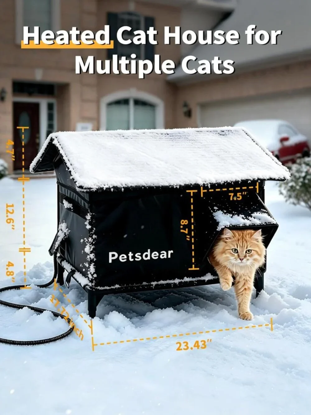 Large Heated Outdoor Cat House - Weatherproof Shelter for Multiple Cats, Cozy